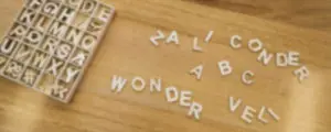 Letters on a table from above